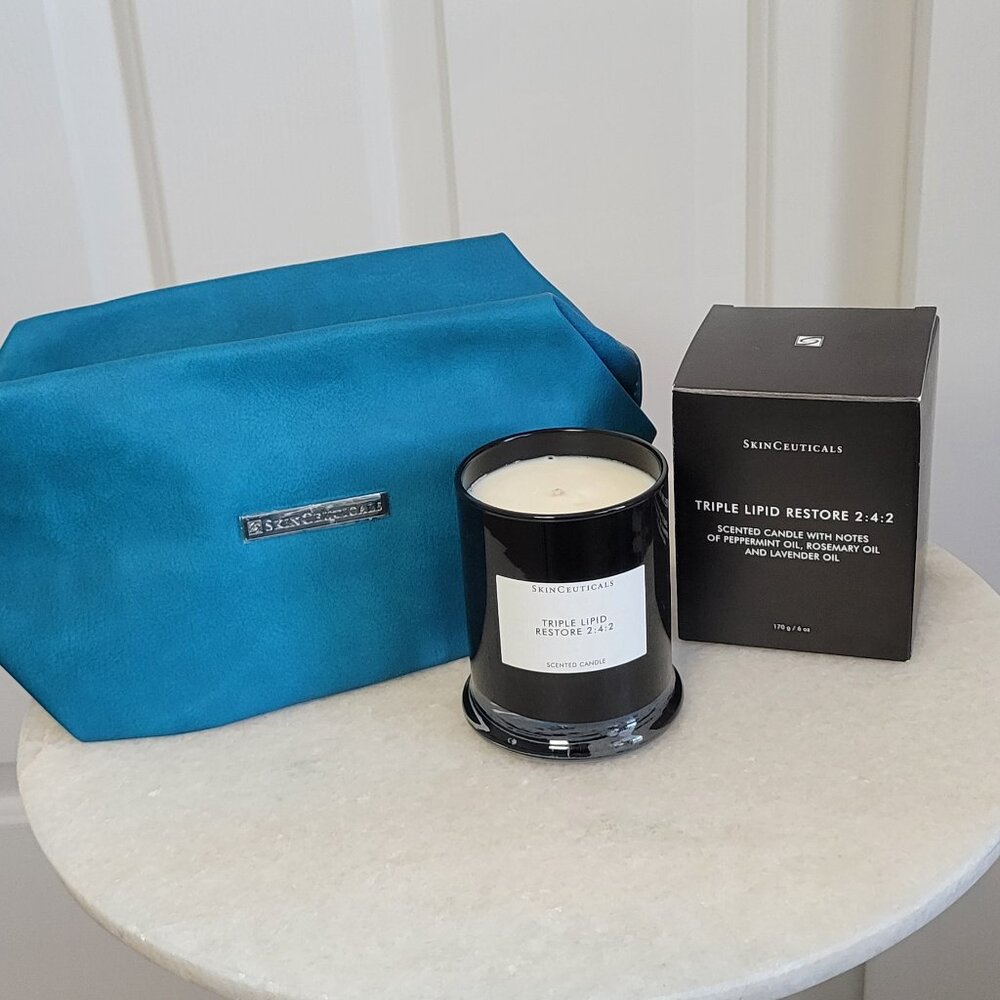 SkinCeuticals Scented Candle with Cosmetic Bag NWOT